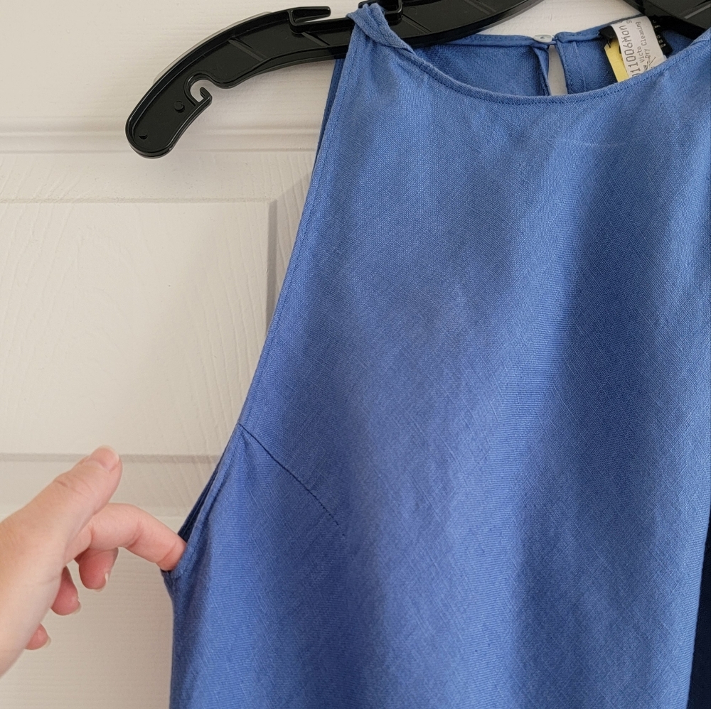 Massimo Dutti Linen Halter Dress in Indigo Blue, Size XS - Picture 5 of 15